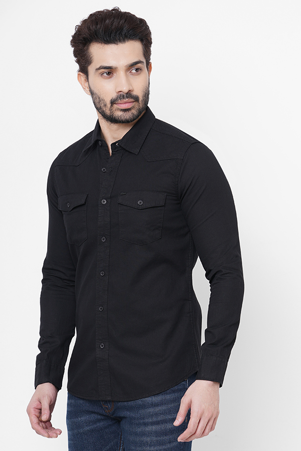 BLACK FULL SLEEVE COTTON SHIRT