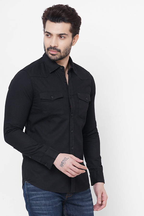 BLACK FULL SLEEVE COTTON SHIRT