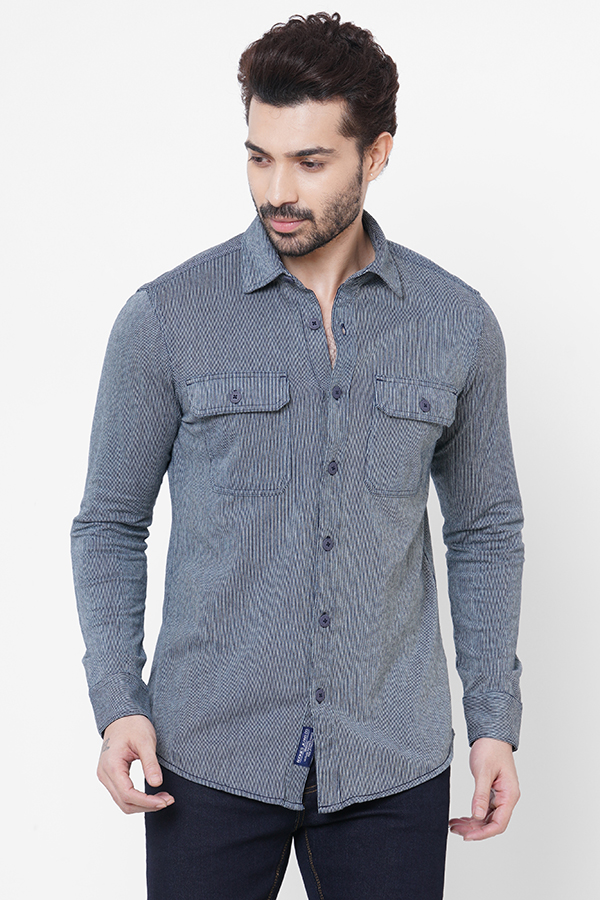 NAVY FULL SLEEVE DENIM SHIRT