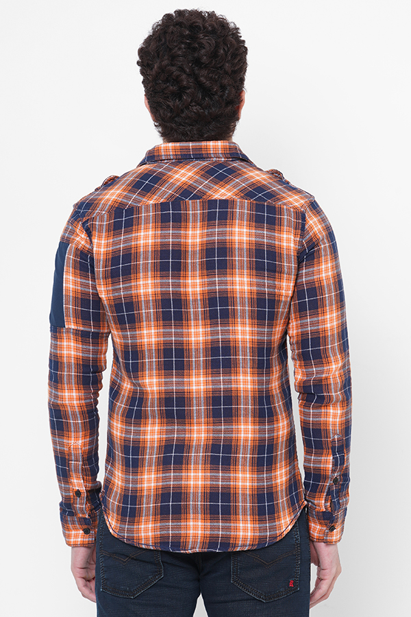 ORANGE BLUE FULL SLEEVE CHECK SHIRT