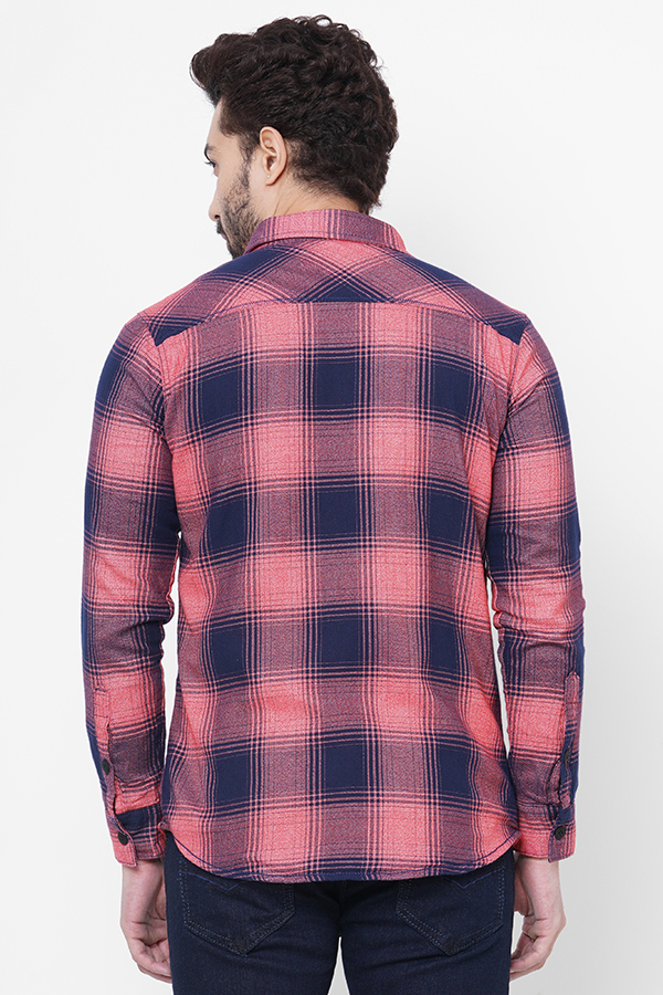 PEACH NAVY FULL SLEEVE CHECK SHIRT