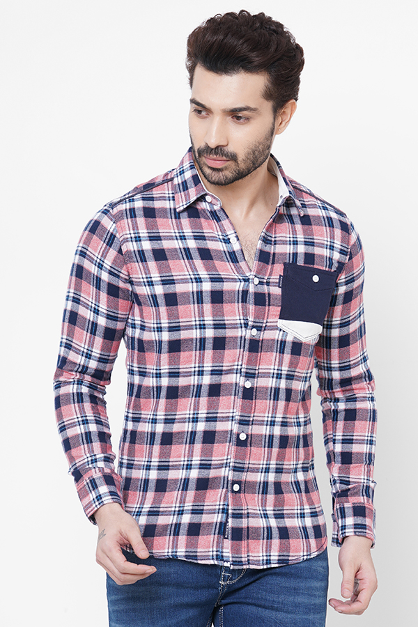 PINK NAVY FULL SLEEVE CHECK SHIRT