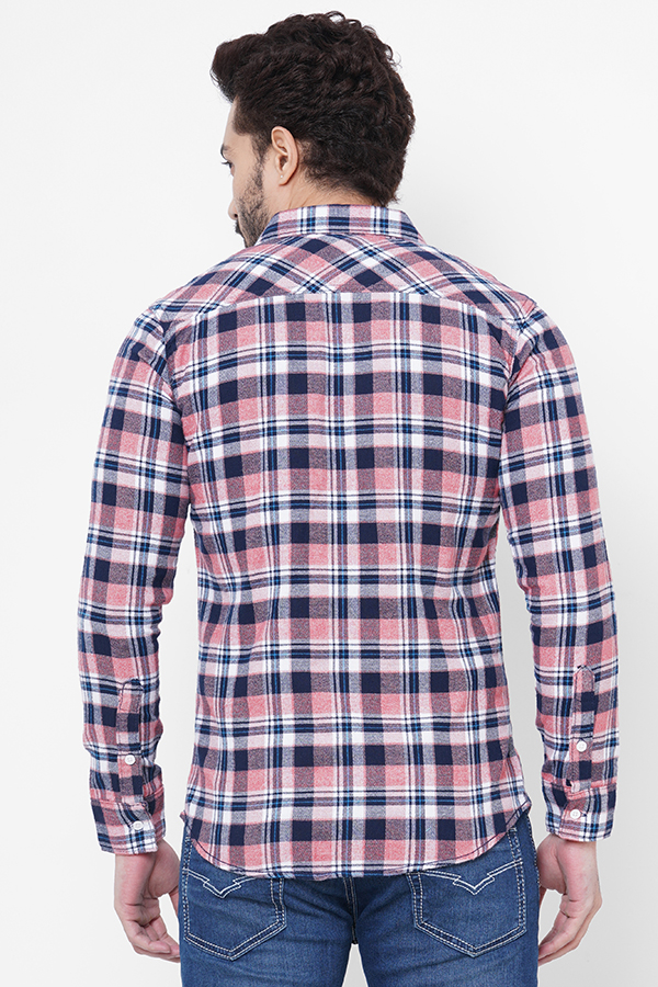 PINK NAVY FULL SLEEVE CHECK SHIRT