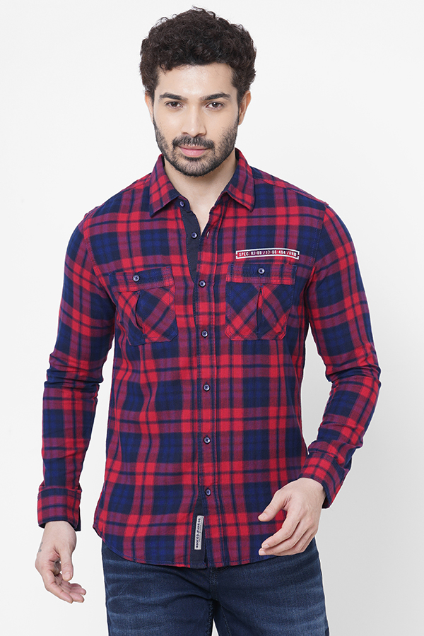 RED NAVY FULL SLEEVE CHECK SHIRT