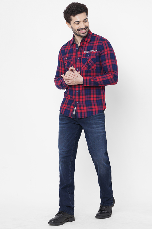 RED NAVY FULL SLEEVE CHECK SHIRT