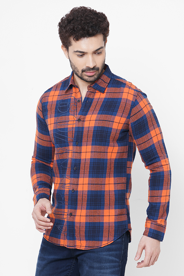 ORANGE NAVY FULL SLEEVE CHECK SHIRT