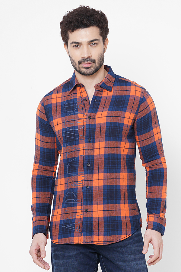 ORANGE NAVY FULL SLEEVE CHECK SHIRT