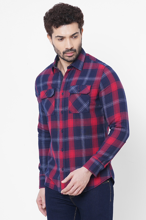 RED NAVY FULL SLEEVE CHECK SHIRT