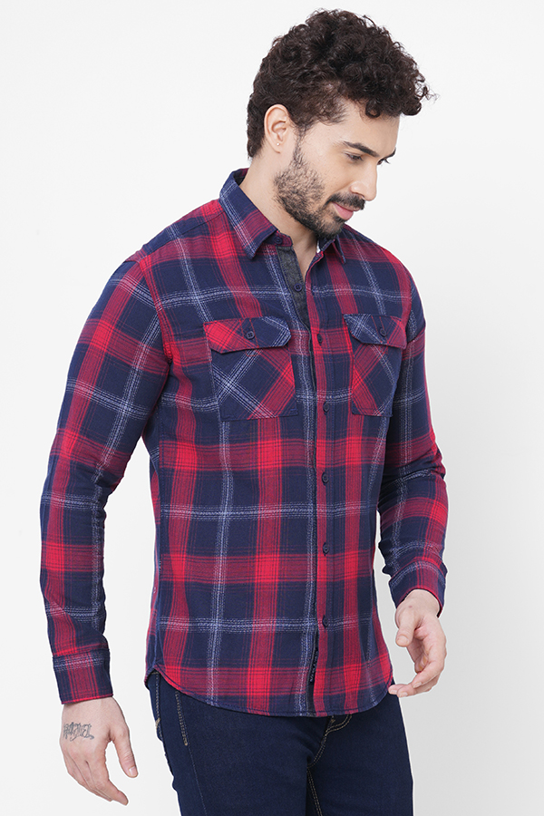 RED NAVY FULL SLEEVE CHECK SHIRT