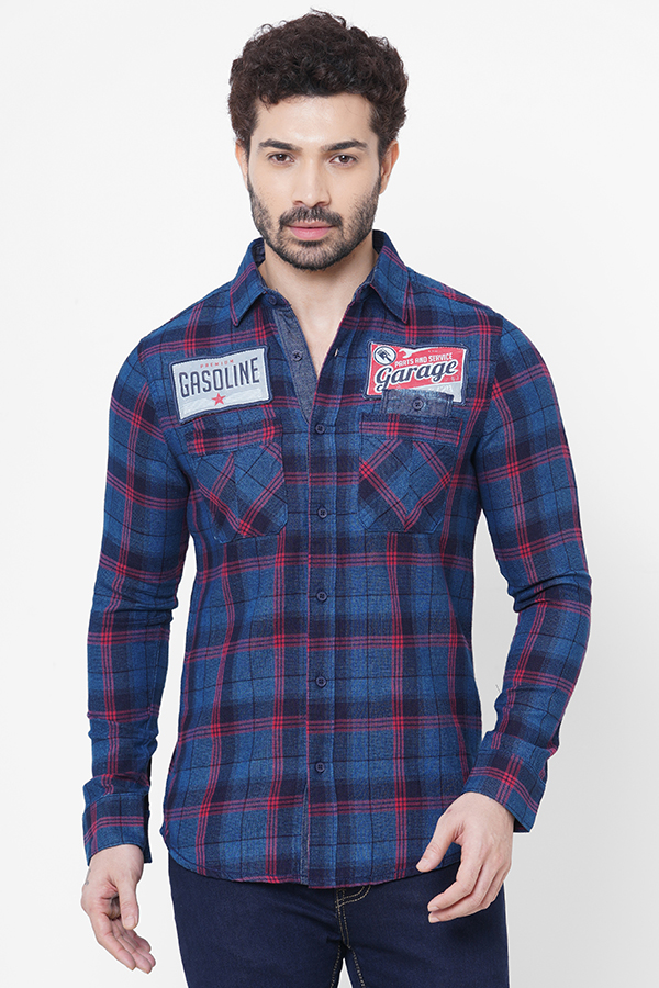 NAVY RED FULL SLEEVE CHECK SHIRT