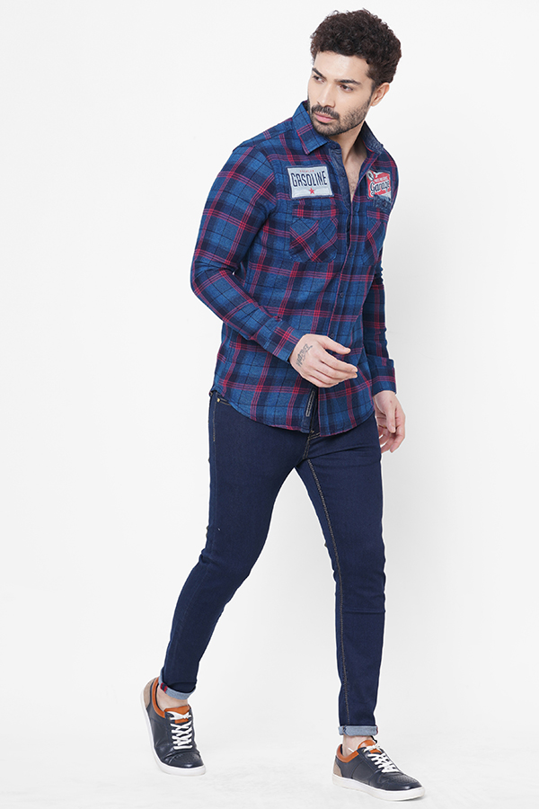 NAVY RED FULL SLEEVE CHECK SHIRT