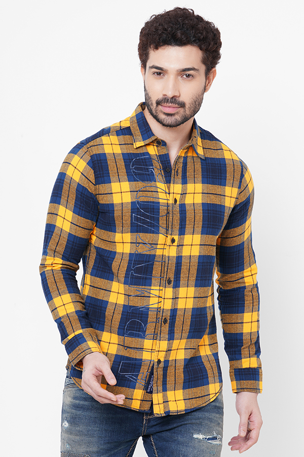 YELLOW NAVY FULL SLEEVE CHECK SHIRT