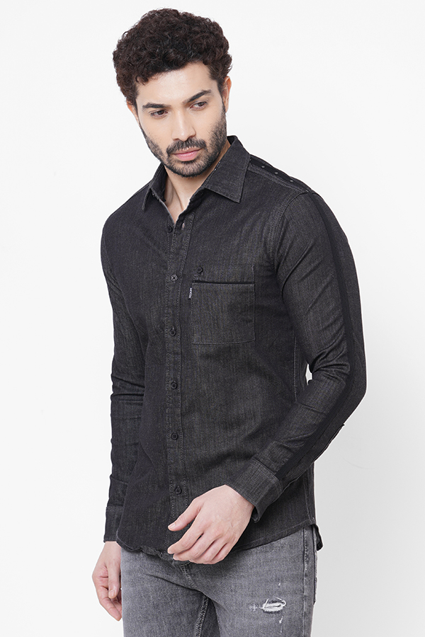 GREY FULL SLEEVE DENIM SHIRT