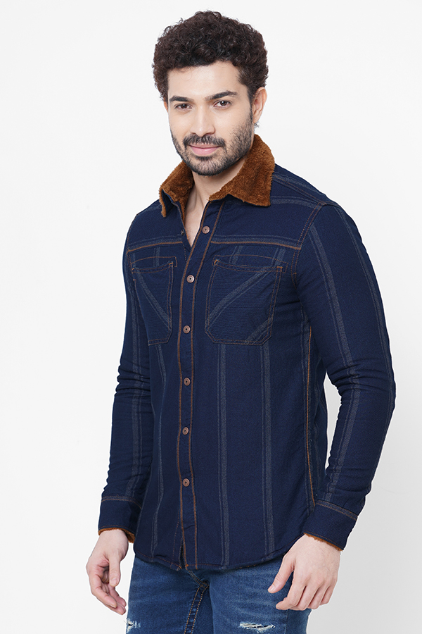 NAVY FULL SLEEVE STRIPE SHIRT