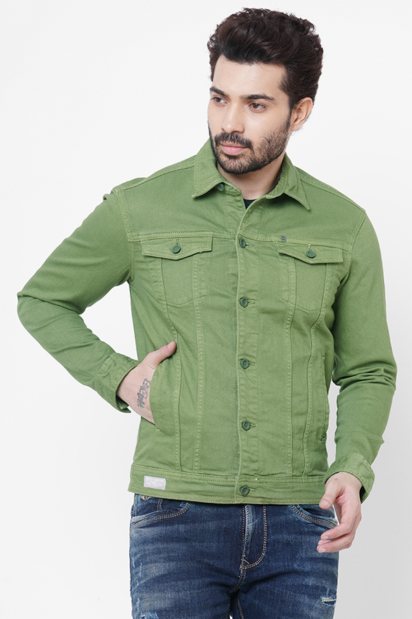 GREEN FULL SLEEVE COTTON JACKET