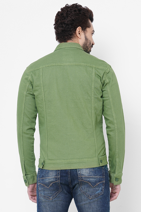 GREEN FULL SLEEVE COTTON JACKET