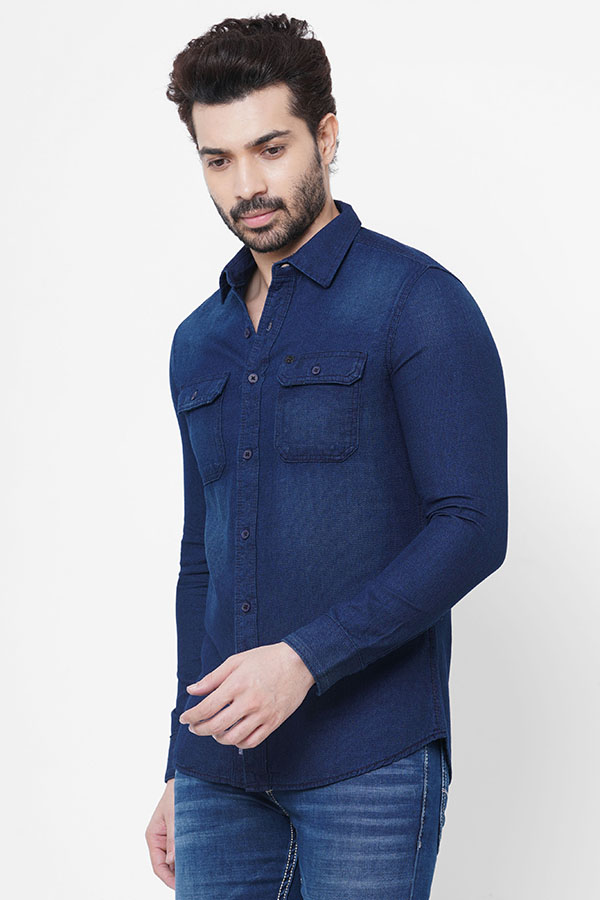 NAVY FULL SLEEVE DENIM SHIRT