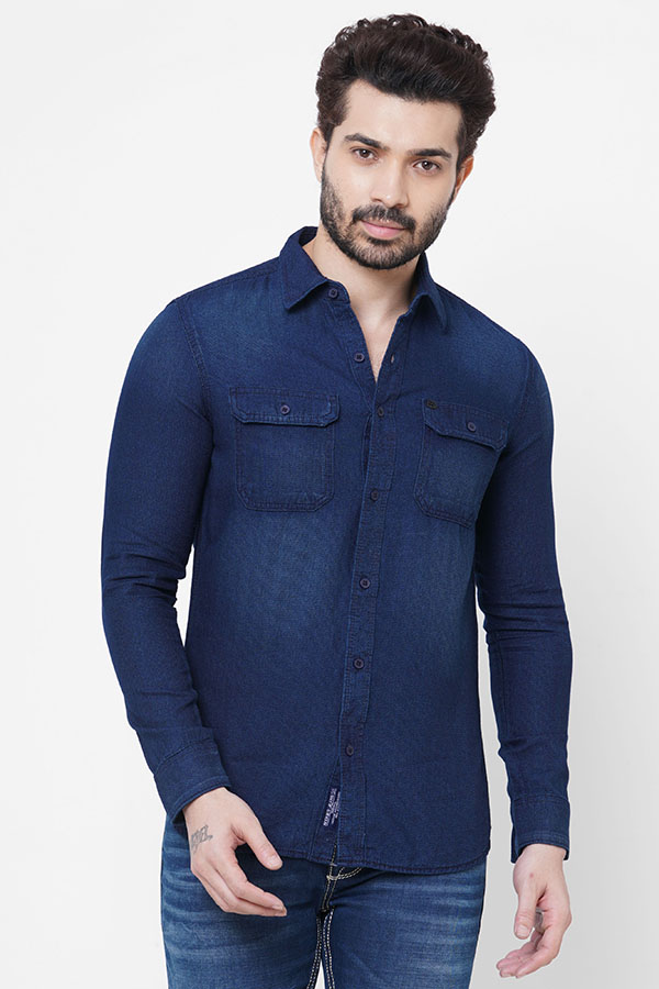 NAVY FULL SLEEVE DENIM SHIRT