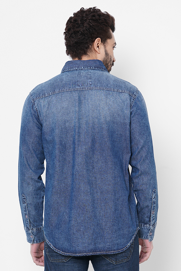 MED BLUE FULL SLEEVE DENIM SHIRT