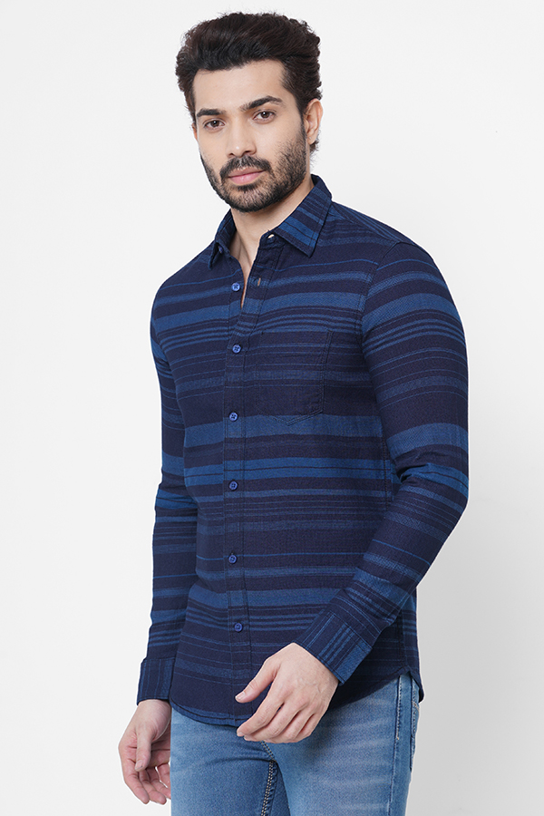 NAVY BLUE FULL SLEEVE STRIPE SHIRT