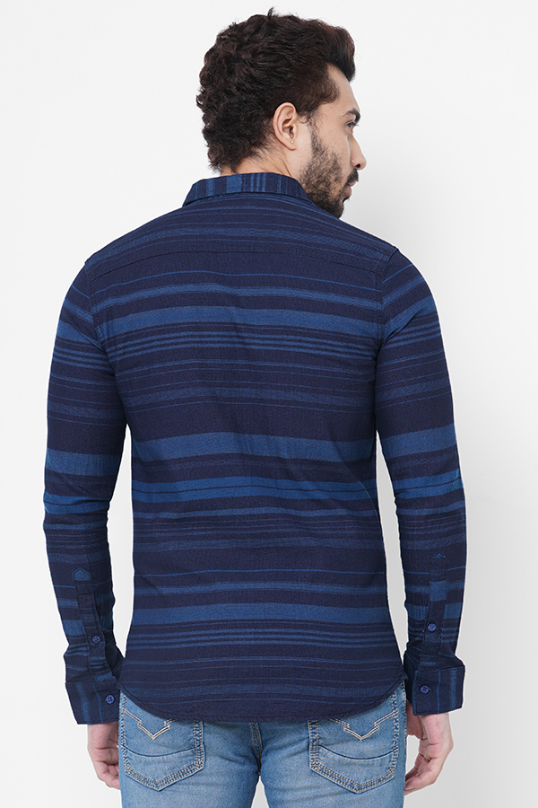 NAVY BLUE FULL SLEEVE STRIPE SHIRT