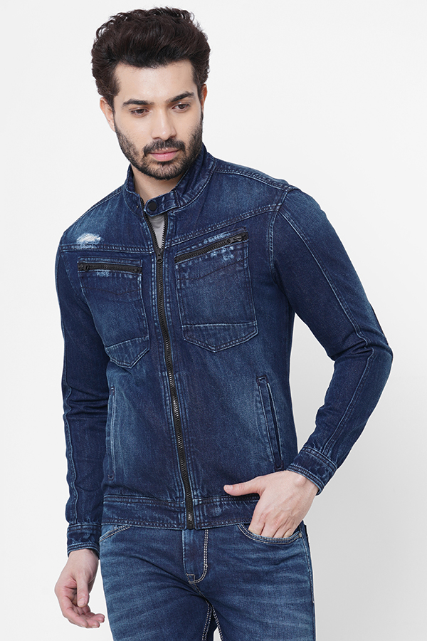 DK BLUE FULL SLEEVE DENIM ZIPPER JACKET