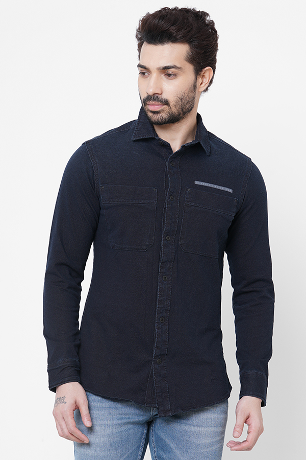 DK BLUE FULL SLEEVE DENIM SHACKET SHIRT