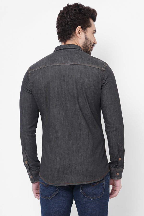 GREY FULL SLEEVE DENIM SHIRT