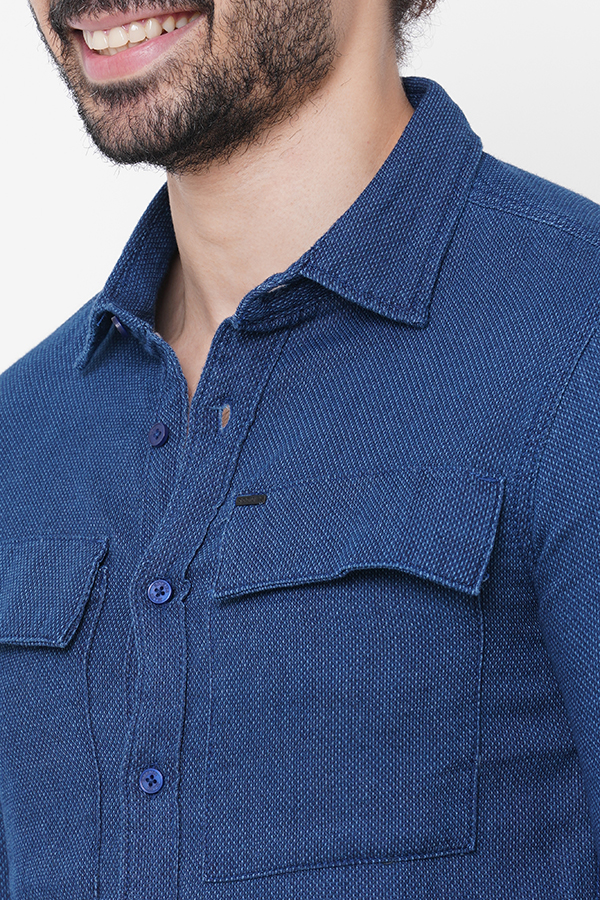 NAVY FULL SLEEVE DENIM SHIRT