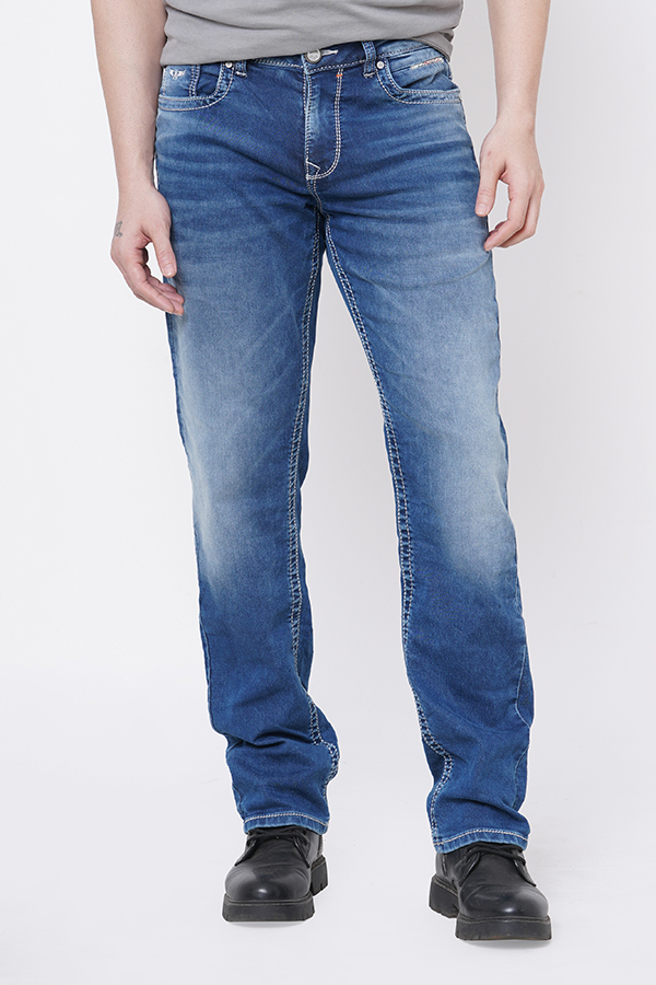 MED BLUE 5 POCKET MIDRISE, COMFORT AND STREIGHT FIT JEANS