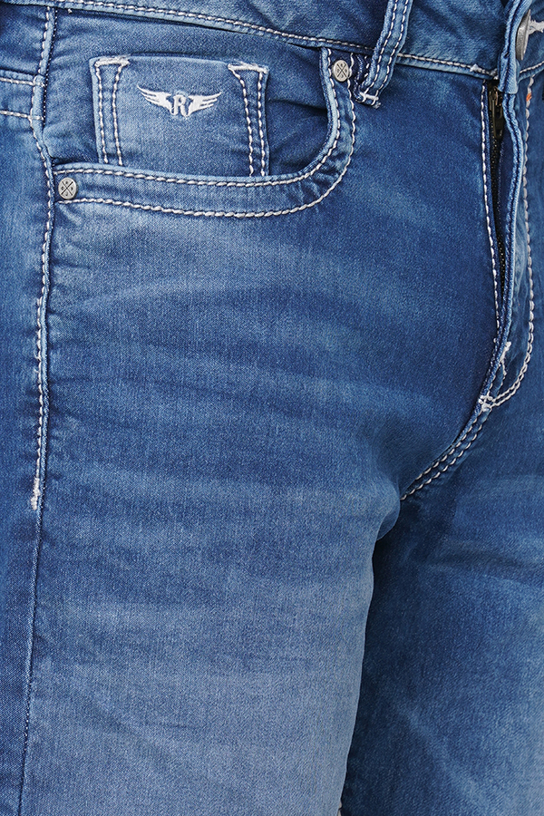 MED BLUE 5 POCKET MIDRISE, COMFORT AND STREIGHT FIT JEANS