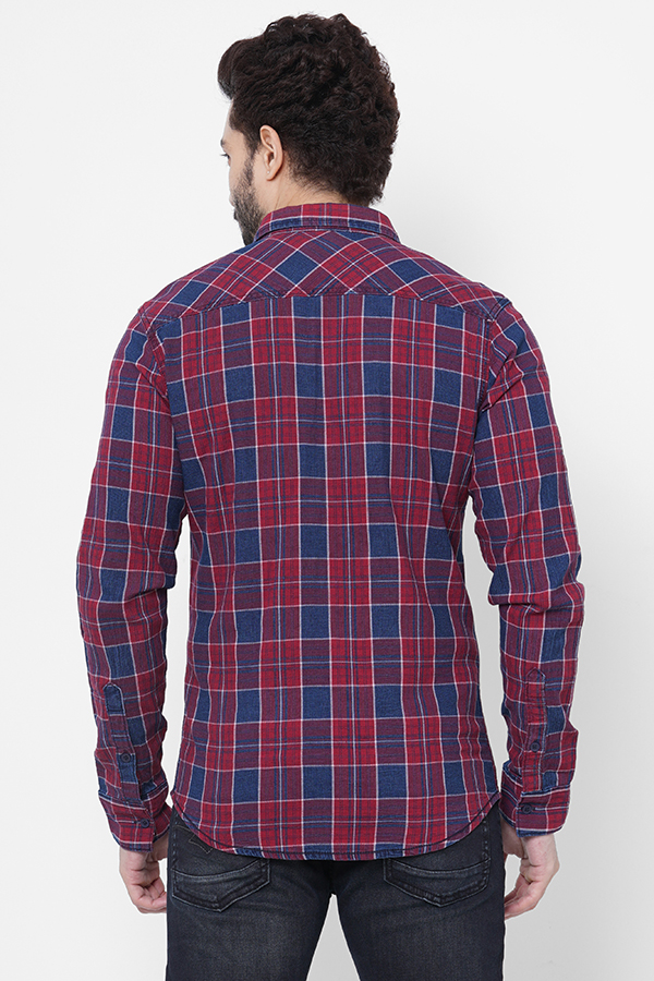 RED FULL SLEEVE CHECK SHIRT