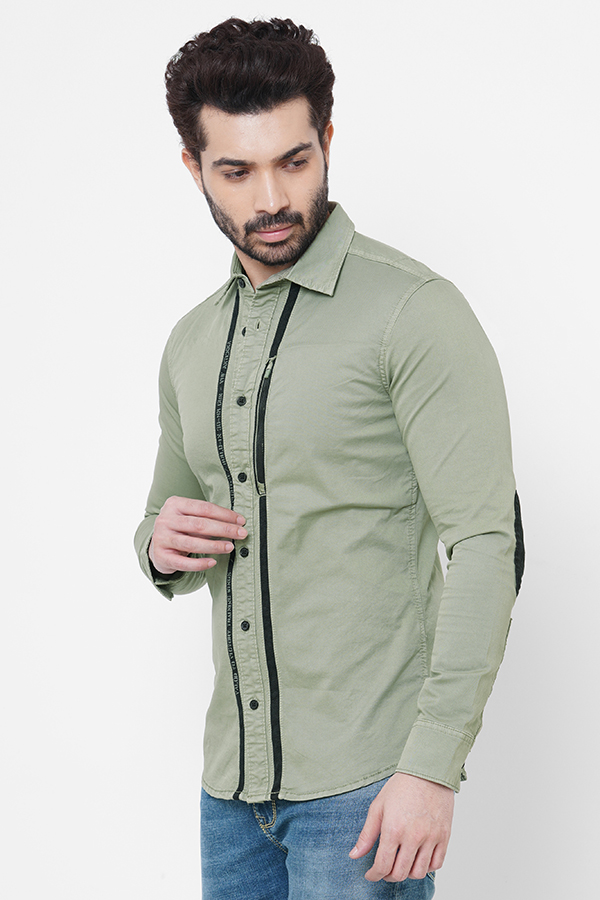 MOSS FULL SLEEVE COTTON SHACKET SHIRT