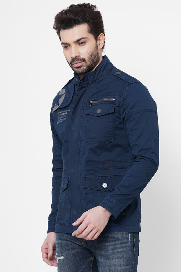 NAVY FULL SLEEVE COTTON JACKET