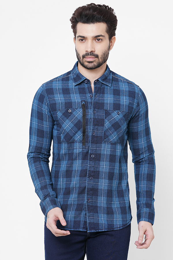 NAVY FULL SLEEVE CHECK SHIRT