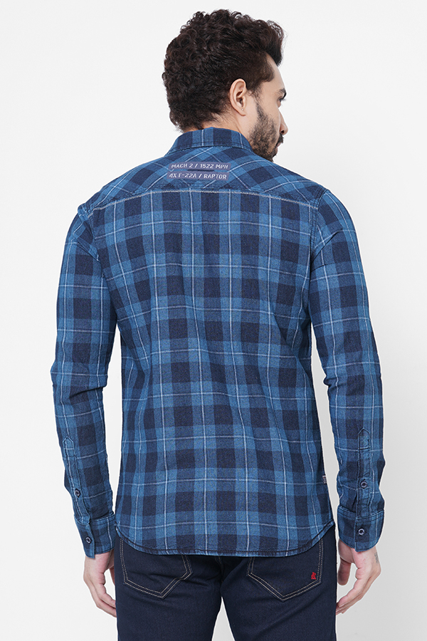 NAVY FULL SLEEVE CHECK SHIRT