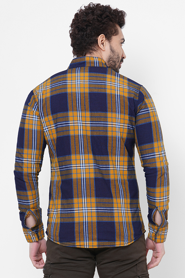 YELLOW NAVY FULL SLEEVE CHECK SHIRT