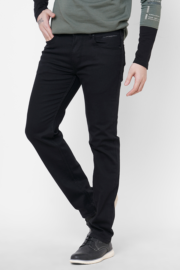 BLACK 5 POCKET MIDRISE, REGULAR AND STREIGHT FIT JEANS