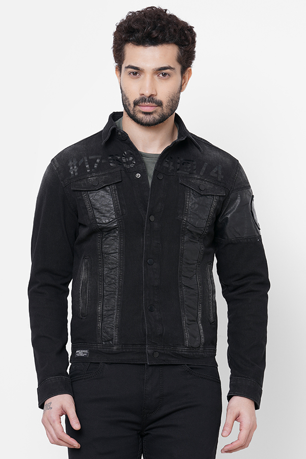 BLACK FULL SLEEVE DENIM JACKET