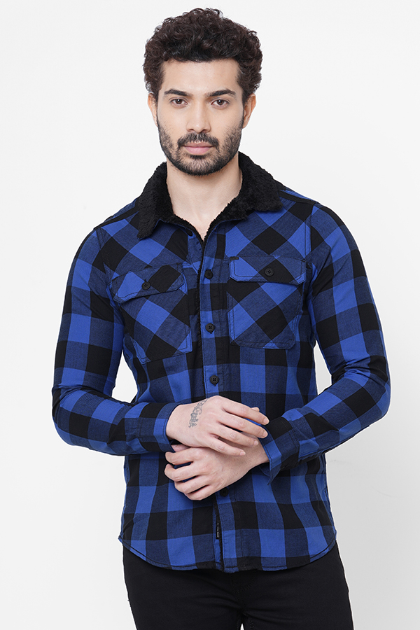 BLUE BLACK FULL SLEEVE CHECK SHIRT