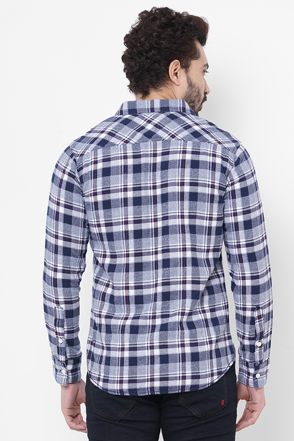 NAVE WHITE FULL SLEEVE CHECK SHIRT