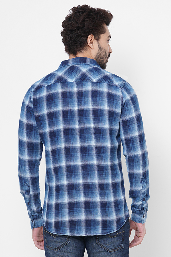 NAVY WHITE FULL SLEEVE CHECK SHIRT