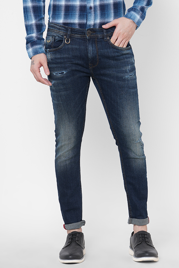 DK BLUE 5 POCKET LOW-RISE TAPERED ANKLE LENGTH JEANS