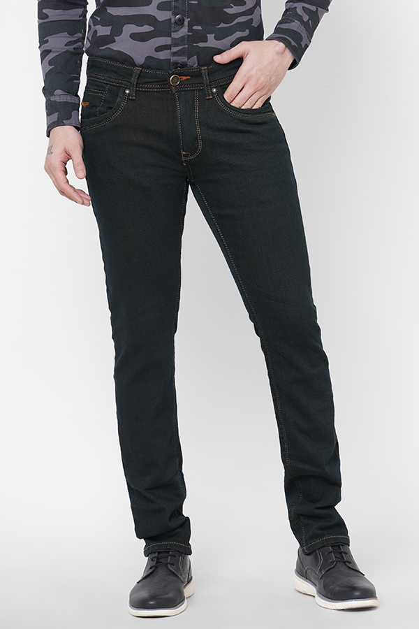 LT GREEN 5 POCKET MID-RISE NARROW FIT JEANS