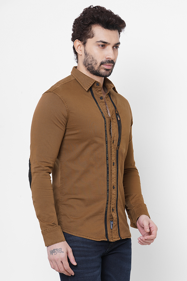 DK RUST FULL SLEEVE COTTON SHACKET SHIRT