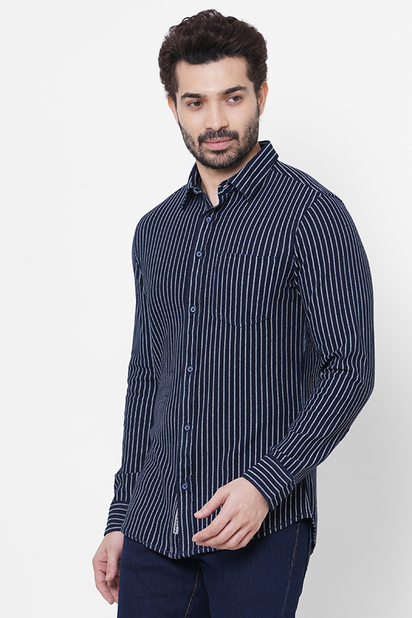 NAVY FULL SLEEVE STRIPE SHIRT