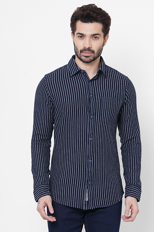 NAVY FULL SLEEVE STRIPE SHIRT