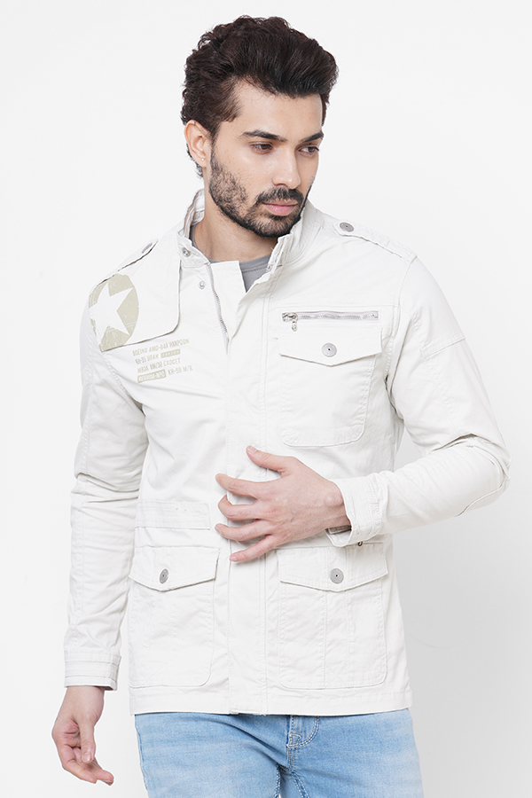 WHITE FULL SLEEVE COTTON JACKET