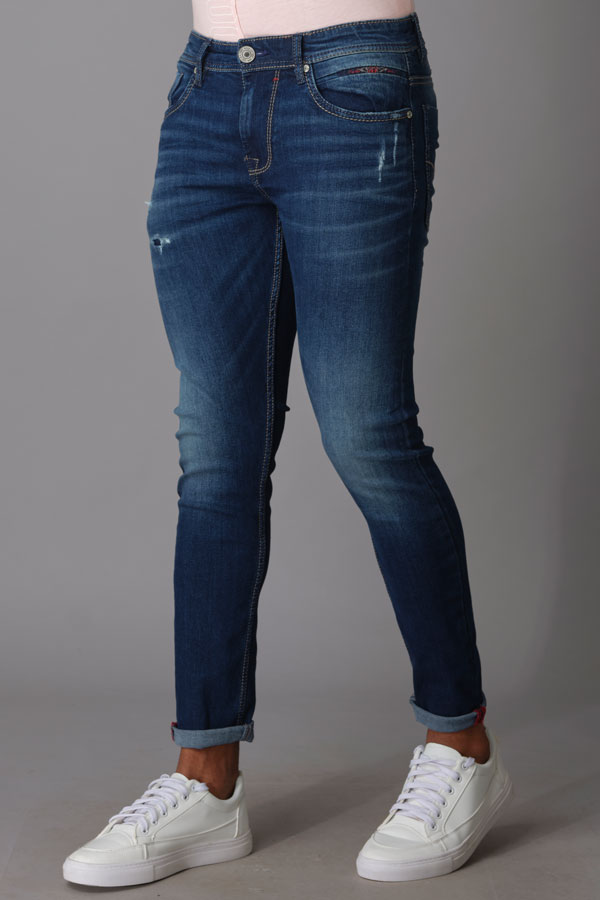 MED BLUE 5 POCKET LOW-RISE ANKLE LENGTH JEANS (SPRINGSTEEN FIT)