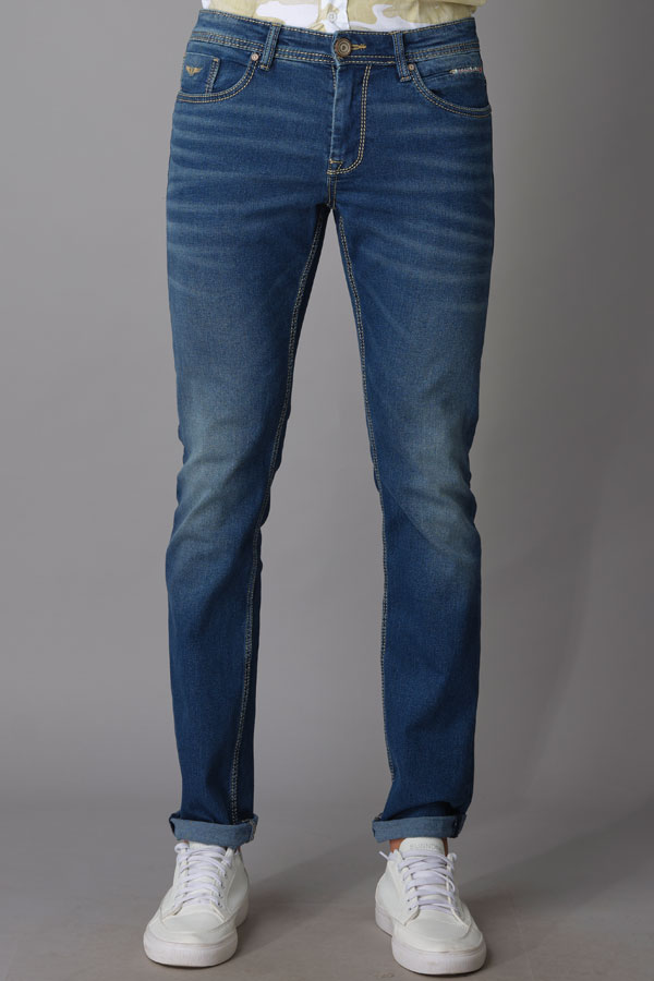 MED BLUE 5 POCKET MID-RISE JEANS (LENNON FIT)